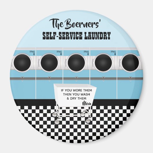 Retro-Selbstbedienungswäscherei, die sie die Arbei Magnet (Vorne)