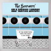 Retro-Selbstbedienungswäscherei, die sie die Arbei Poster (Vorne)