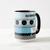 Retro-Selbstbedienungswäscherei, die sie die Arbei Tasse (VorderseiteRechts)