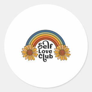 Retro Self Liebe Club Sonnenblumen Regenbogen Zahn Runder Aufkleber