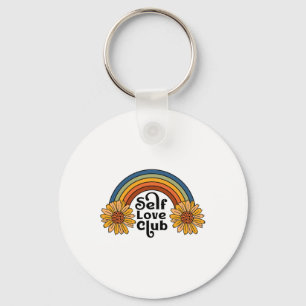Retro Self Liebe Club Sonnenblumen Regenbogen Zahn Schlüsselanhänger