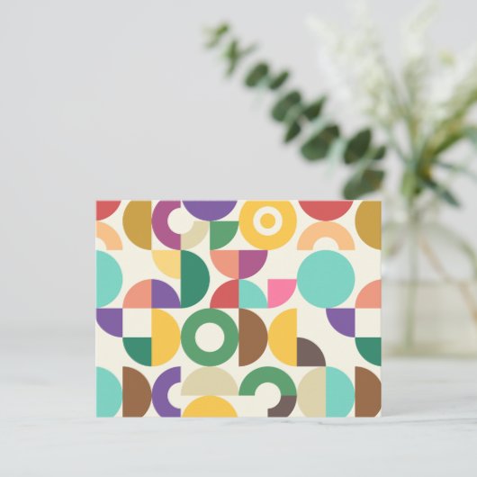 Retro Semi Circle Textile Muster Postkarte (Stehend Vorderseite)