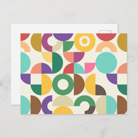 Retro Semi Circle Textile Muster Postkarte (Vorne/Hinten)