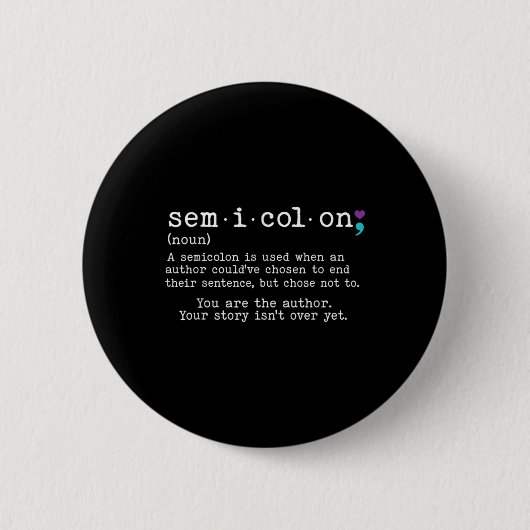 Retro Semicolon Definition Suicide Prevention Awar Button (Vorderseite)