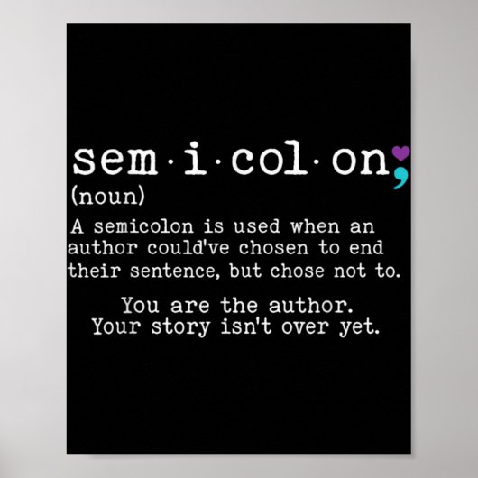 Retro Semicolon Definition Suicide Prevention Awar Poster (Vorne)