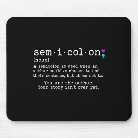 Retro Semicolon Definition Suizidprävention Krieg Mousepad (Vorne)