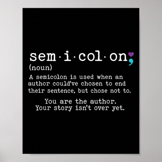Retro Semicolon Definition Suizidprävention Krieg Poster (Vorne)