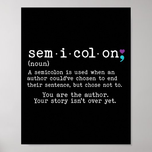 Retro Semicolon Definition Suizidprävention Krieg Poster (Vorne)