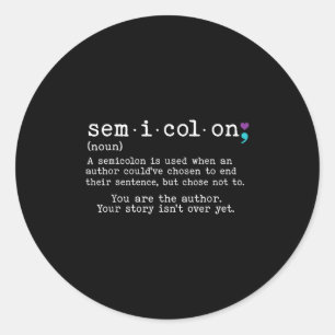 Retro Semicolon Definition Suizidprävention Krieg Runder Aufkleber