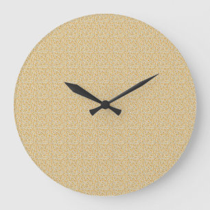 Retro-Senf-Blumen & Holzkohle-Retro-Ditsy Große Wanduhr