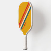Retro Senf gestreift mit Namen Pickleball Schläger (Links)