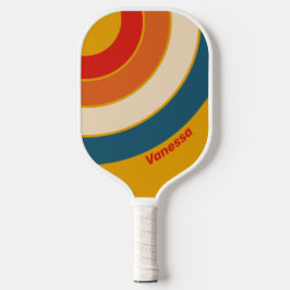 Retro Senf Kreisstreifen mit Namen Pickleball Schläger