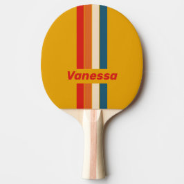 Retro Senf Pin Streifen mit Namen Tischtennis Schläger