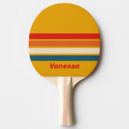 Retro-Senf-Querstreifen mit Namen Tischtennis Schläger