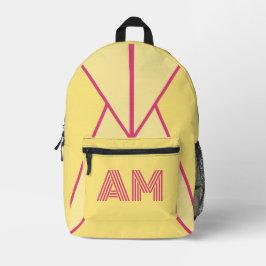 Retro-Senf und Pink Minimalistisches Monogramm Bedruckter Rucksack