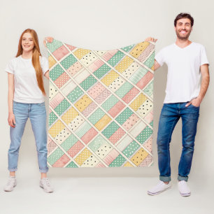 Retro-Senfgelb geometrisches Diamant-Karo-Punkt-Mu Fleecedecke