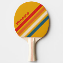 Retro-Senfgelb gestreifte Schläger mit Namen Tischtennis Schläger