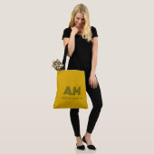 Retro Senfgelb und Waldgrün Monogramm Tasche (Am Model)