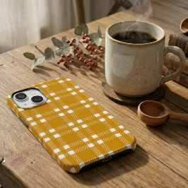 Retro Senfgelb und Weiß kariert texturiert Case-Mate iPhone Hülle
