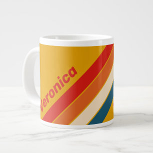 Retro-Senfgestreift mit Namen Jumbo-Tasse