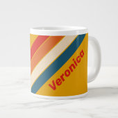Retro-Senfgestreift mit Namen Jumbo-Tasse (Vorderseite Rechts)