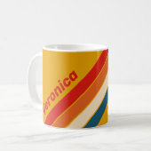 Retro-Senfgestreift mit Namen Kaffeetasse (Vorderseite Links)