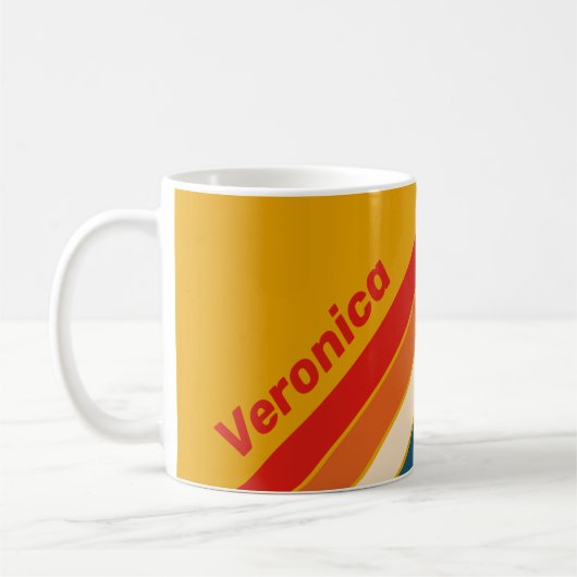 Retro-Senfgestreift mit Namen Kaffeetasse (Links)