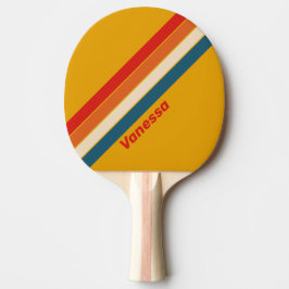 Retro Senfgestreifte Ping-Pong-Schläger mit Namen Tischtennis Schläger
