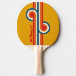 Retro-Senfgestreifte Schleife mit Namen Tischtennis Schläger