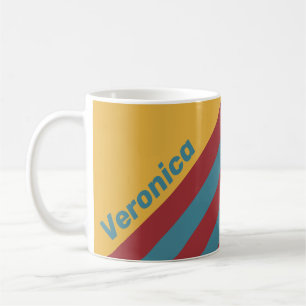 Retro-Senfkörner-Streifen mit Namen Kaffeetasse