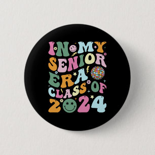Retro Senior 2024 Class of 2024 Graduate in My Sen Button