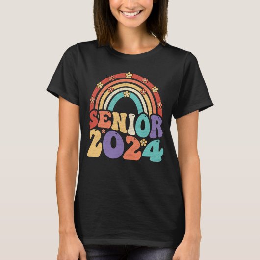 Retro Senior 2024 Groovy Class of 2024 Abschluss T-Shirt (Vorderseite)