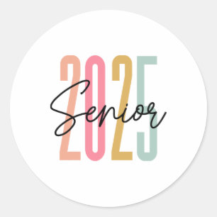 Retro Senior 2025 CL of 2025 High School Graduatio Runder Aufkleber