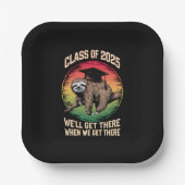 Retro Senior Class of 2025 Sloth Cap Abschluss Pappteller (Vorderseite)