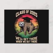 Retro Senior Class of 2025 Sloth Cap Abschluss Postkarte (Vorderseite)