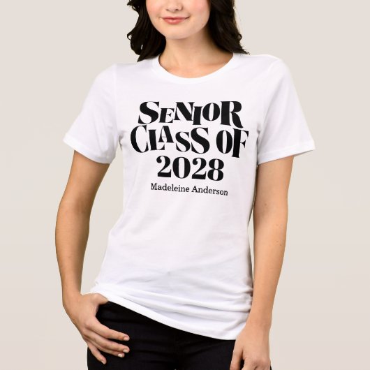 Retro Senior Class of Graduation Black And White  Tri-Blend Shirt (Vorderseite)
