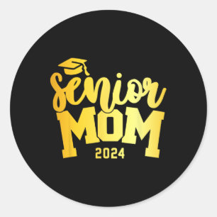 Retro Senior Mama Abschluss Class of 2024 School L Runder Aufkleber