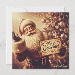 Retro sepia Farben Retro Santa Claus lächeln Feiertagskarte