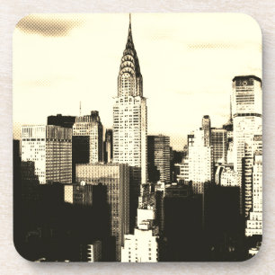 Retro Sepia Pop Art Comic Dot New York City Getränkeuntersetzer
