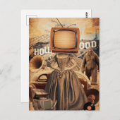 Retro Sepia TV Frau Sasquach Postkarte (Vorne/Hinten)