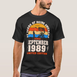 Retro September 1989 33 Jahre altes Angeln 33. Bir T-Shirt