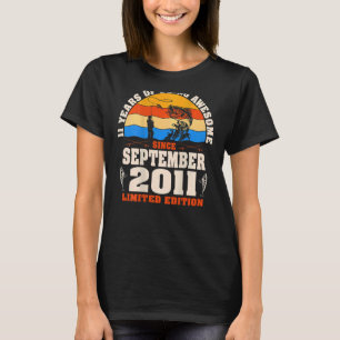 Retro September 2011 11 Jähriger Fischfang 11. Bir T-Shirt