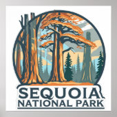 retro Sequoia National Park Giant Sequoia Trees Poster (Vorne)