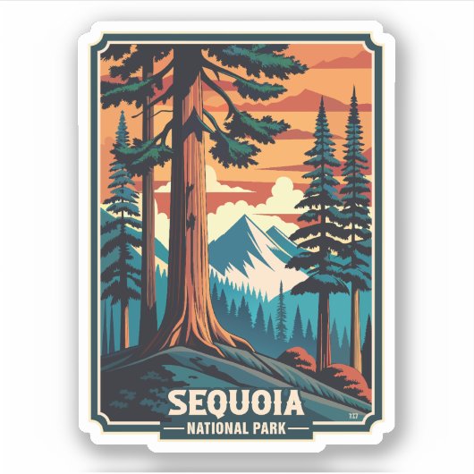 Retro-Sequoia-Nationalpark Aufkleber (Vorderseite)