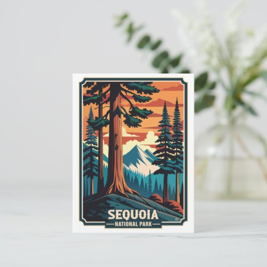 Retro-Sequoia-Nationalpark Postkarte (Stehend Vorderseite)