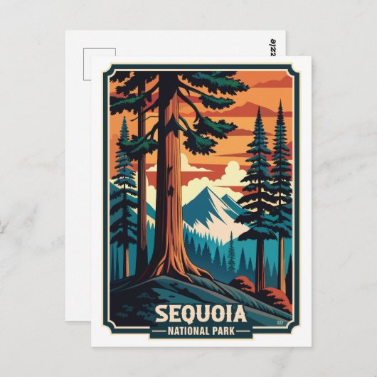 Retro-Sequoia-Nationalpark Postkarte (Vorne/Hinten)