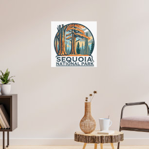 retro Sequoia-Nationalpark Riesenmammutbäume Poster