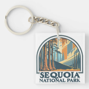 retro Sequoia-Nationalpark Riesenmammutbäume Schlüsselanhänger