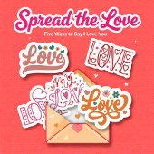 Retro-Set mit 5 Lieben Buchstaben Aufkleber