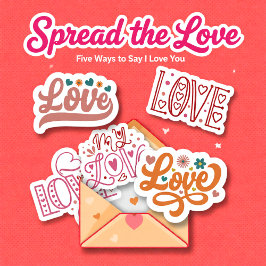 Retro-Set mit 5 Lieben Buchstaben Aufkleber